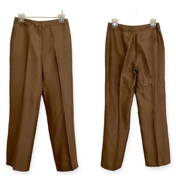Brown Silk Button-front Blouse and Matching Pants Suit Set Size 4 Retro Vintage - Picture 9 of 15